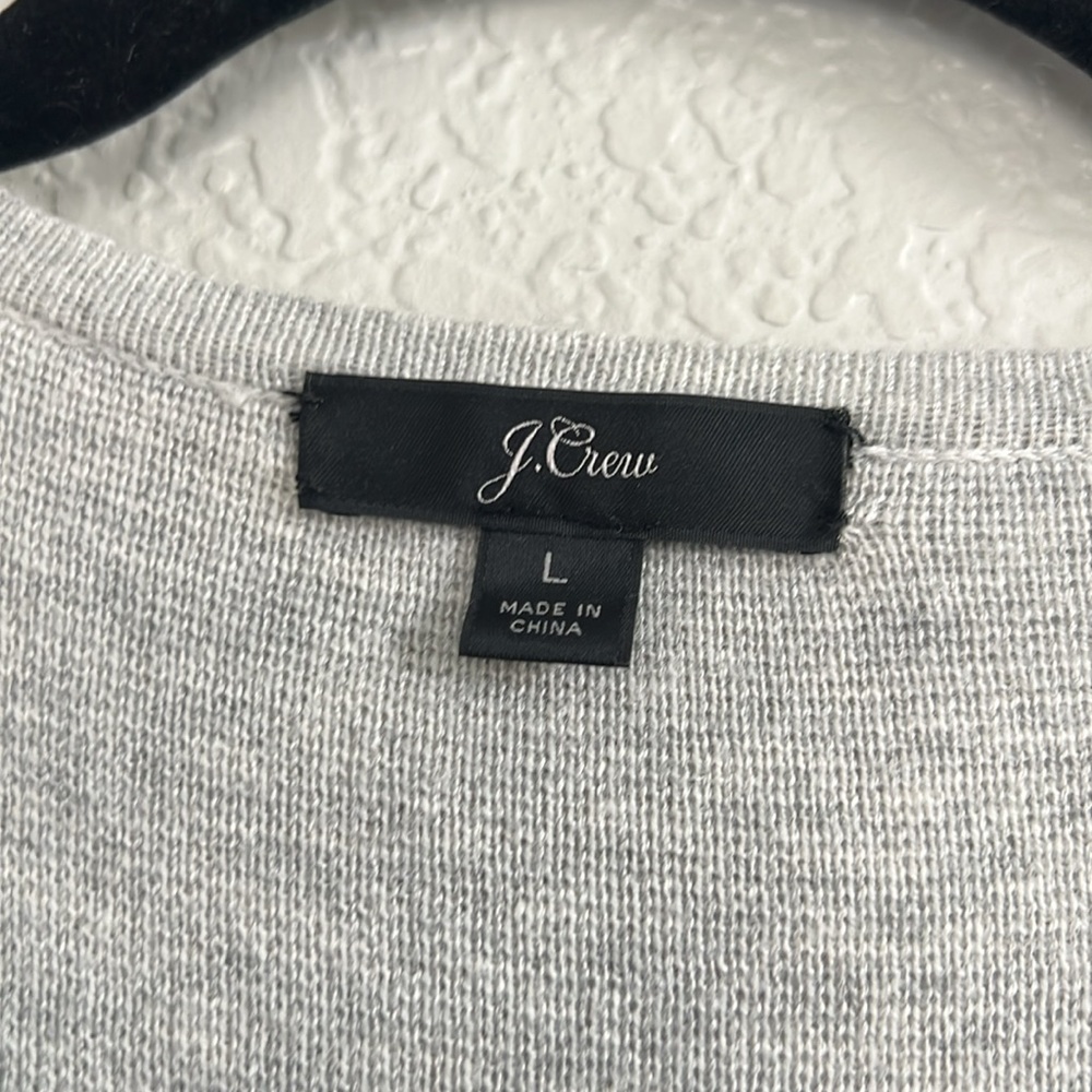 J. Crew Collarless Juliette Long Line Gray Cardigan. Size L - Picture 5 of 9